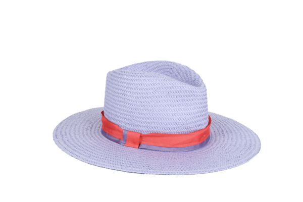 Sombrero Malva con cinta coral