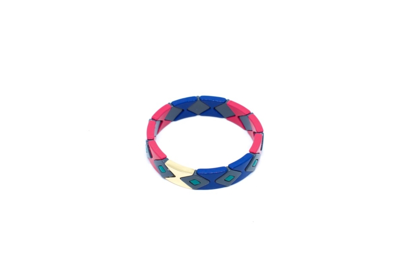 Pulsera Esmaltada Rosa y Azul, accesorio múltiples colores